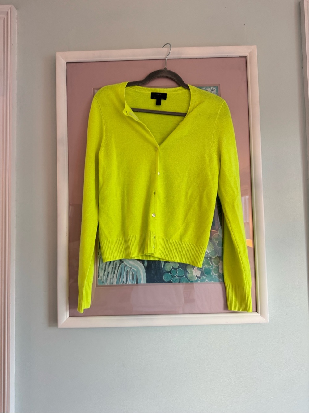 J. Crew Neon Yellow Crewneck Button Cardigan